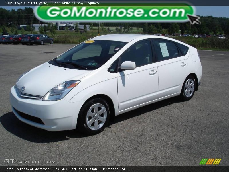 Super White / Gray/Burgundy 2005 Toyota Prius Hybrid