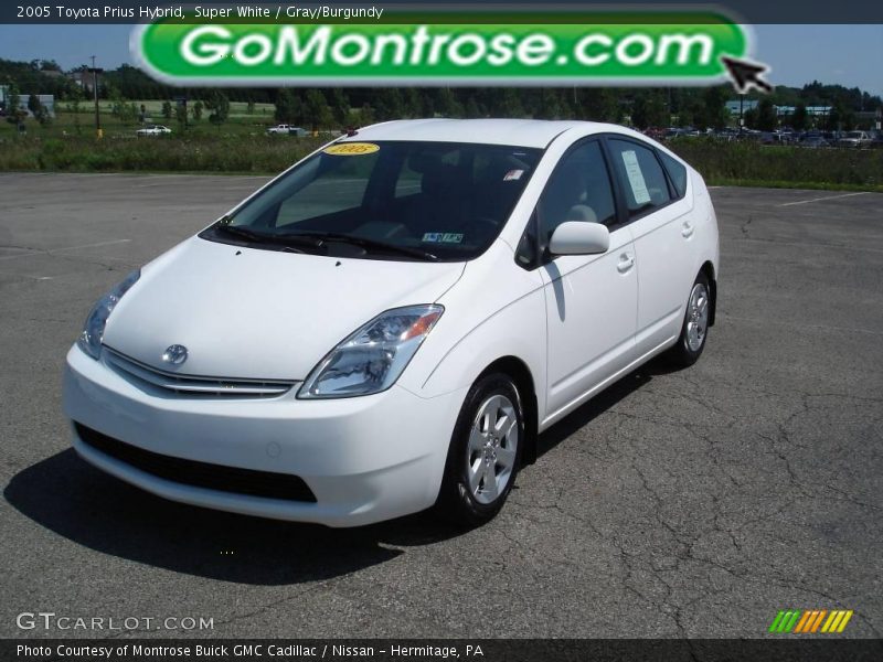 Super White / Gray/Burgundy 2005 Toyota Prius Hybrid