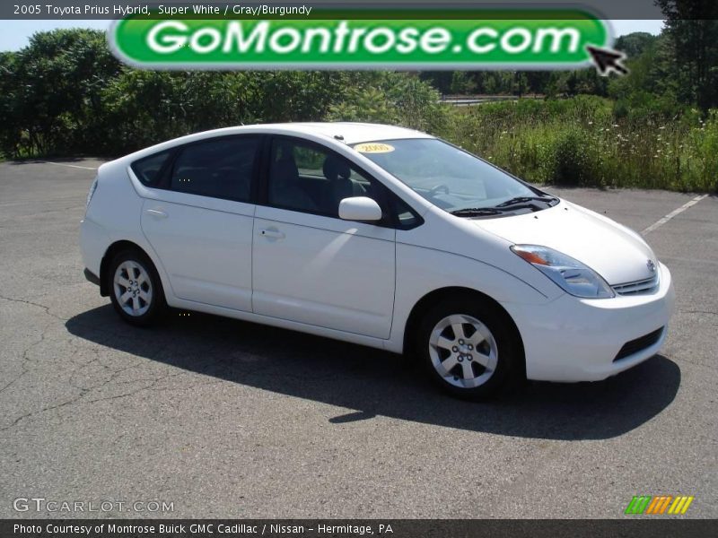 Super White / Gray/Burgundy 2005 Toyota Prius Hybrid