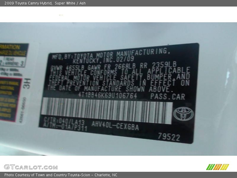 Super White / Ash 2009 Toyota Camry Hybrid