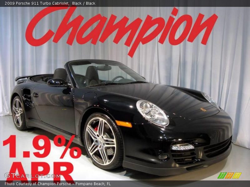Black / Black 2009 Porsche 911 Turbo Cabriolet