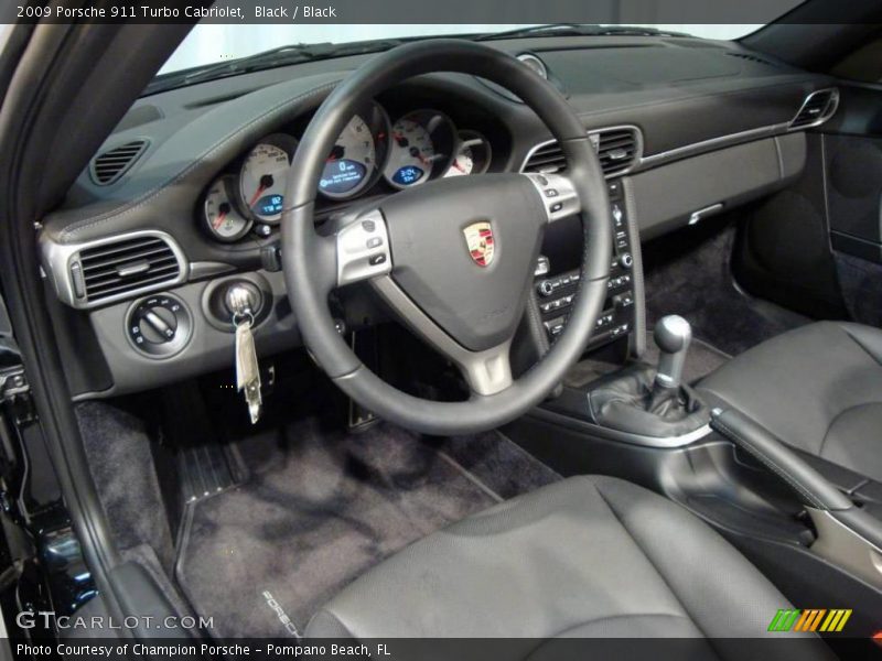 Black / Black 2009 Porsche 911 Turbo Cabriolet