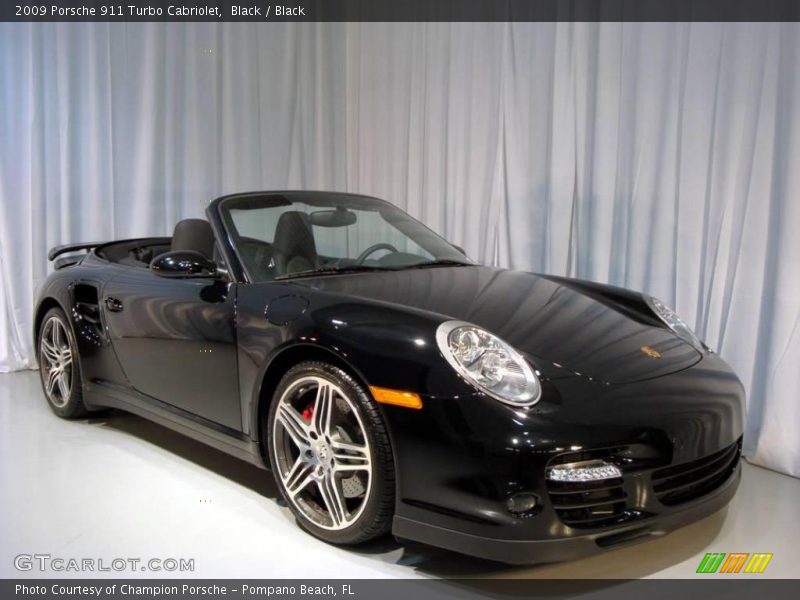 Black / Black 2009 Porsche 911 Turbo Cabriolet