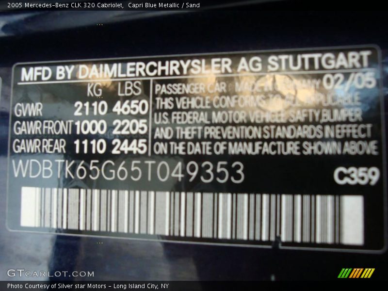 Capri Blue Metallic / Sand 2005 Mercedes-Benz CLK 320 Cabriolet