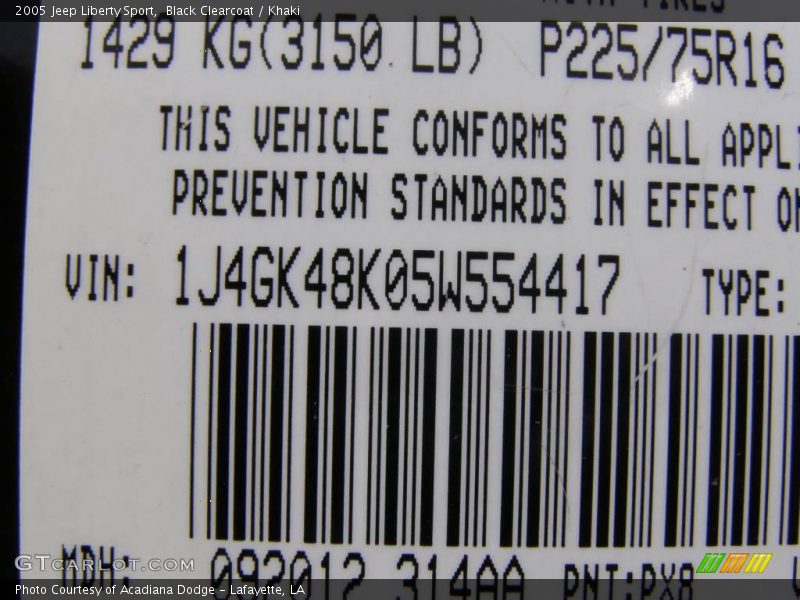 Black Clearcoat / Khaki 2005 Jeep Liberty Sport