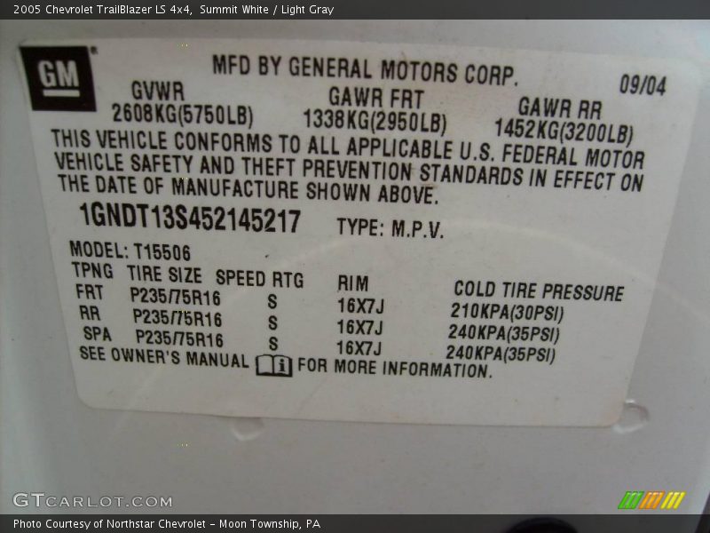 Summit White / Light Gray 2005 Chevrolet TrailBlazer LS 4x4