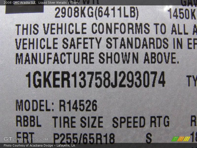 Liquid Silver Metallic / Ebony 2008 GMC Acadia SLE