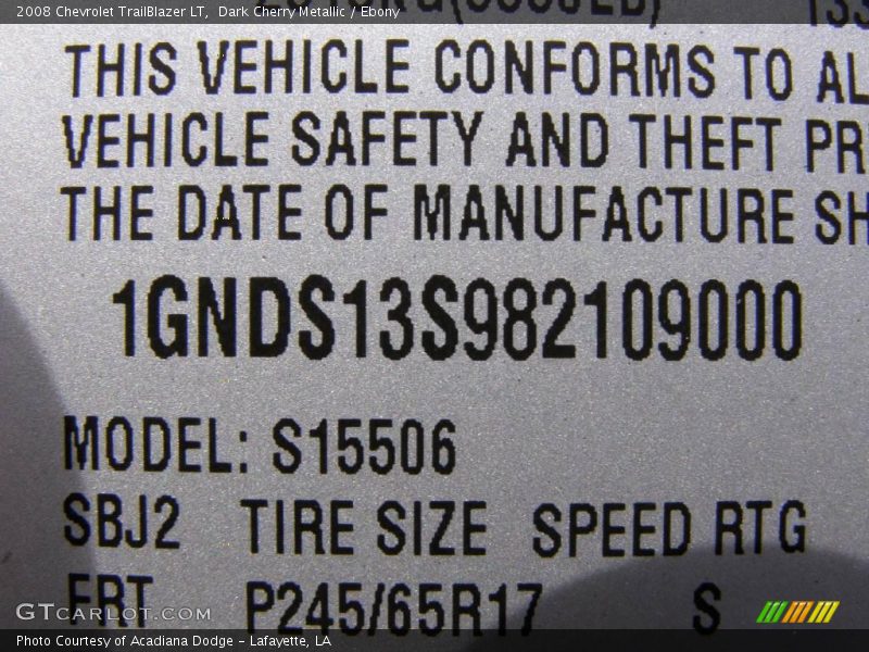 Dark Cherry Metallic / Ebony 2008 Chevrolet TrailBlazer LT