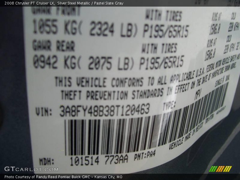 Silver Steel Metallic / Pastel Slate Gray 2008 Chrysler PT Cruiser LX