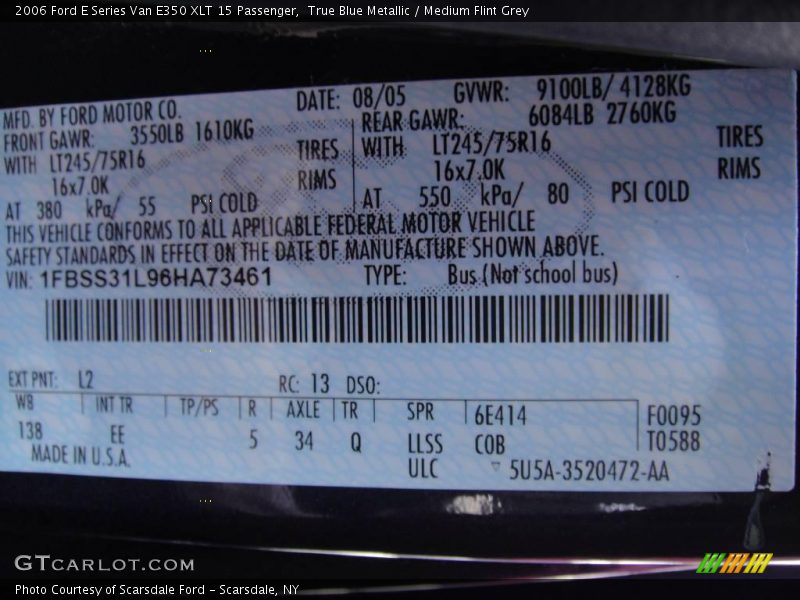 True Blue Metallic / Medium Flint Grey 2006 Ford E Series Van E350 XLT 15 Passenger
