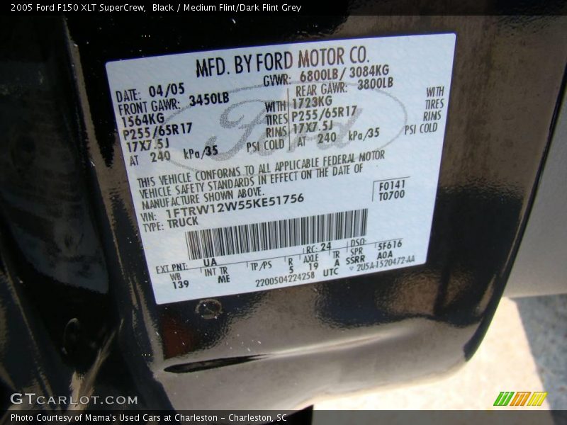 Black / Medium Flint/Dark Flint Grey 2005 Ford F150 XLT SuperCrew