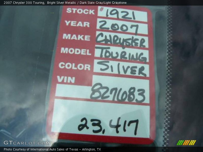 Bright Silver Metallic / Dark Slate Gray/Light Graystone 2007 Chrysler 300 Touring