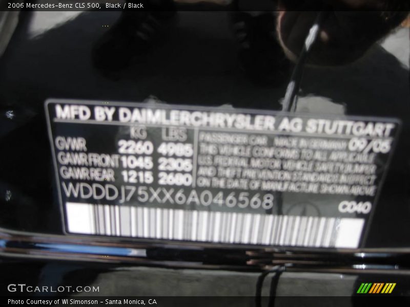 Black / Black 2006 Mercedes-Benz CLS 500