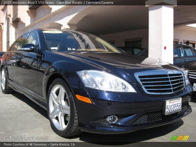 Capri Blue Metallic / Cashmere/Savanna 2007 Mercedes-Benz S 550 Sedan