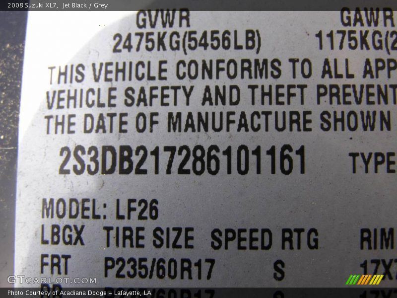 Jet Black / Grey 2008 Suzuki XL7