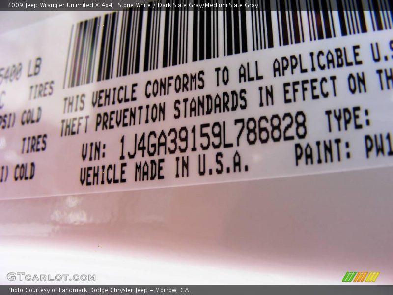 Stone White / Dark Slate Gray/Medium Slate Gray 2009 Jeep Wrangler Unlimited X 4x4