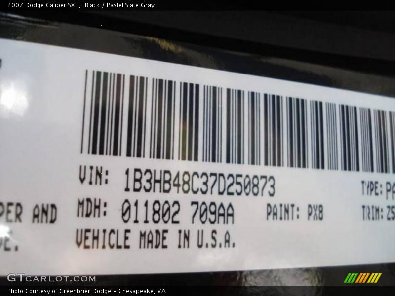 Black / Pastel Slate Gray 2007 Dodge Caliber SXT