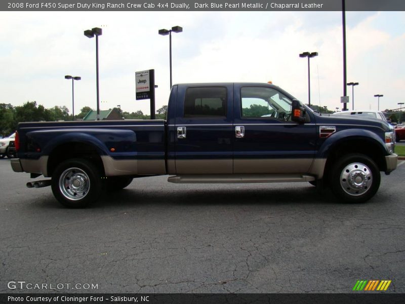 Dark Blue Pearl Metallic / Chaparral Leather 2008 Ford F450 Super Duty King Ranch Crew Cab 4x4 Dually