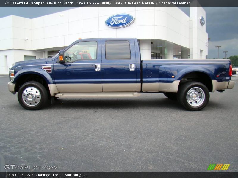 Dark Blue Pearl Metallic / Chaparral Leather 2008 Ford F450 Super Duty King Ranch Crew Cab 4x4 Dually