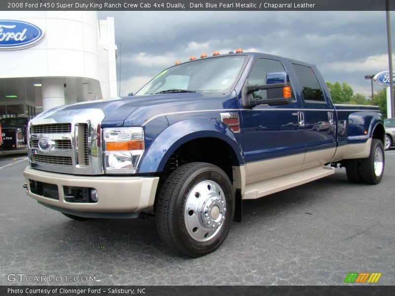 Dark Blue Pearl Metallic / Chaparral Leather 2008 Ford F450 Super Duty King Ranch Crew Cab 4x4 Dually