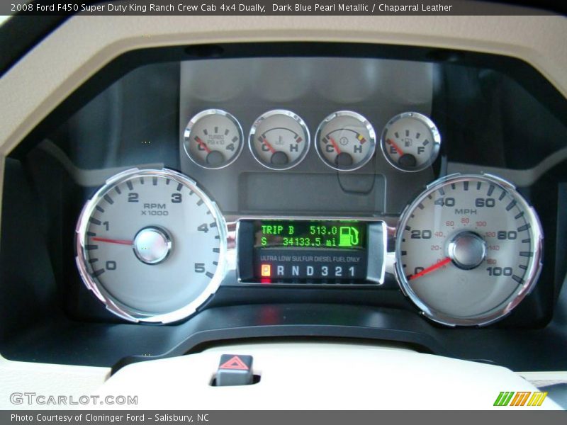 Dark Blue Pearl Metallic / Chaparral Leather 2008 Ford F450 Super Duty King Ranch Crew Cab 4x4 Dually