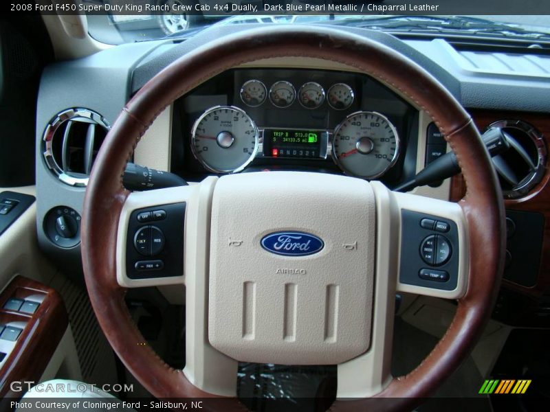 Dark Blue Pearl Metallic / Chaparral Leather 2008 Ford F450 Super Duty King Ranch Crew Cab 4x4 Dually