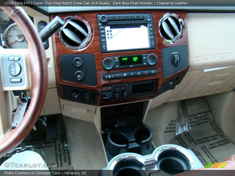 Dark Blue Pearl Metallic / Chaparral Leather 2008 Ford F450 Super Duty King Ranch Crew Cab 4x4 Dually