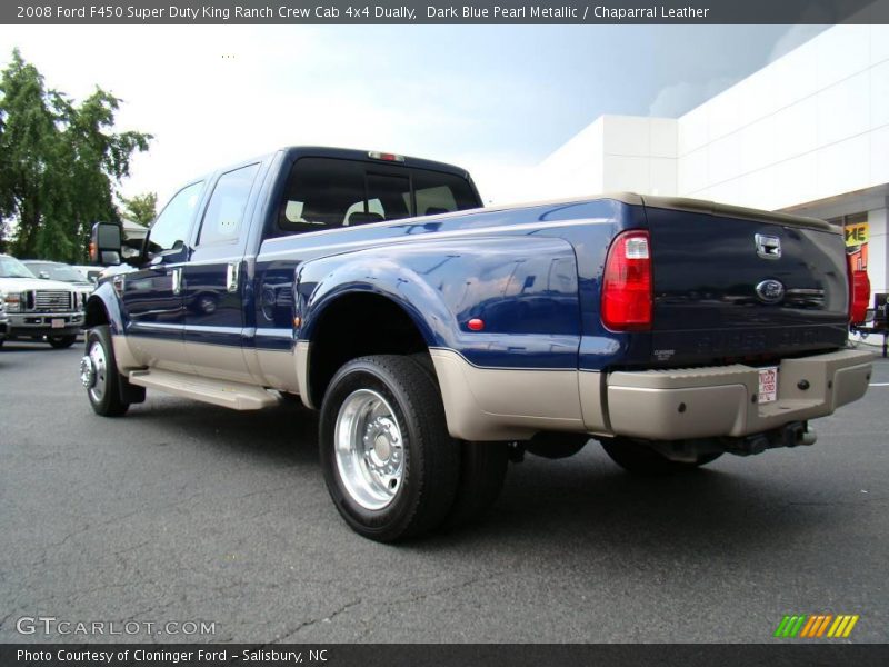 Dark Blue Pearl Metallic / Chaparral Leather 2008 Ford F450 Super Duty King Ranch Crew Cab 4x4 Dually