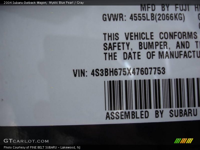 Mystic Blue Pearl / Gray 2004 Subaru Outback Wagon
