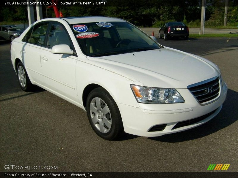 Powder White Pearl / Camel 2009 Hyundai Sonata GLS V6