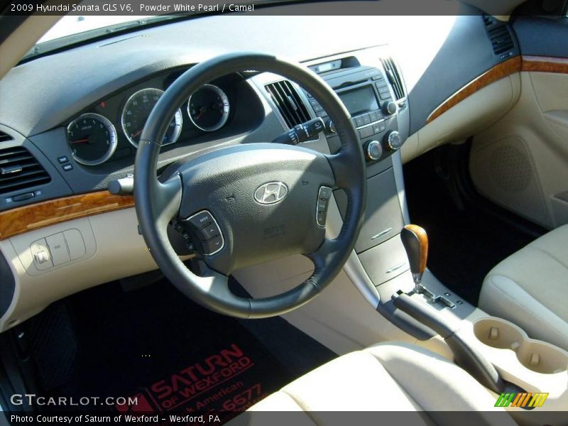 Powder White Pearl / Camel 2009 Hyundai Sonata GLS V6