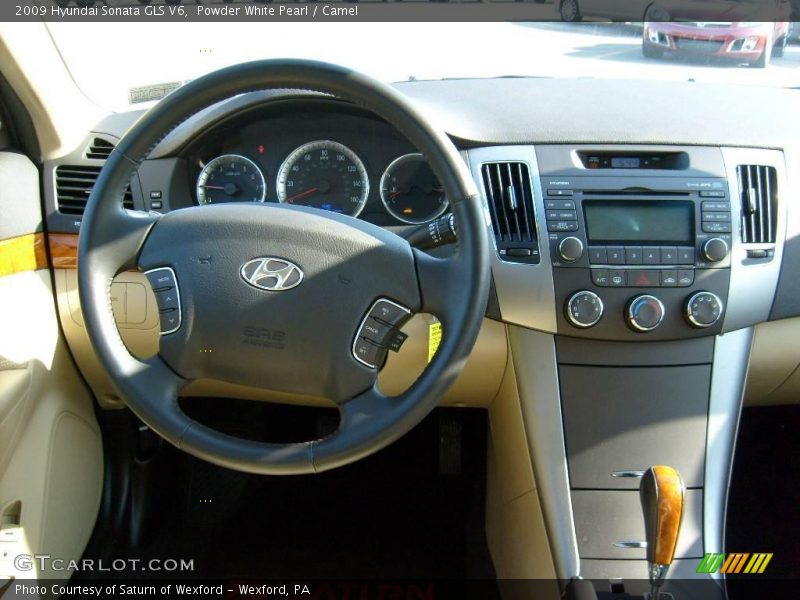 Powder White Pearl / Camel 2009 Hyundai Sonata GLS V6