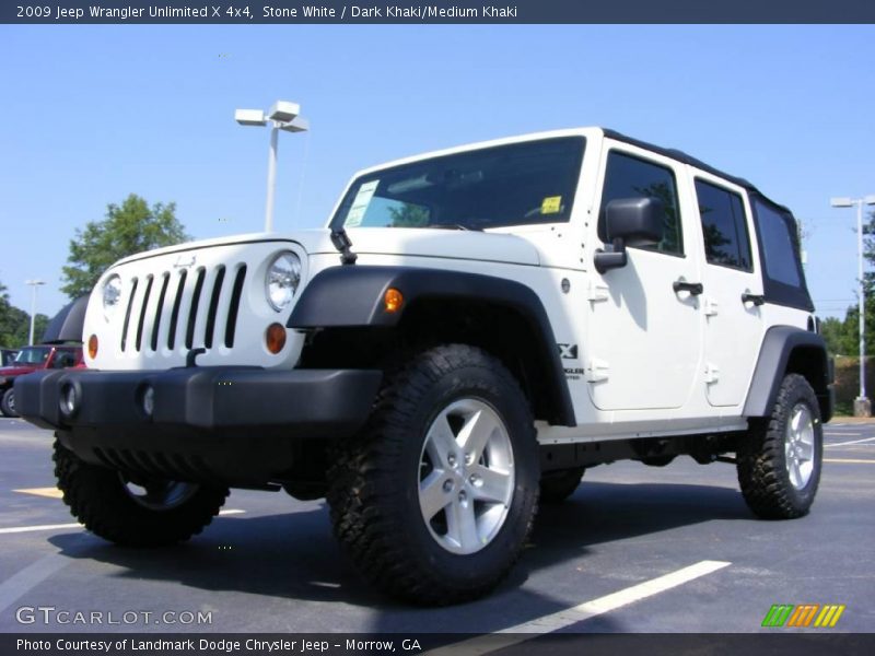 Stone White / Dark Khaki/Medium Khaki 2009 Jeep Wrangler Unlimited X 4x4