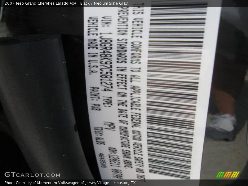 Black / Medium Slate Gray 2007 Jeep Grand Cherokee Laredo 4x4