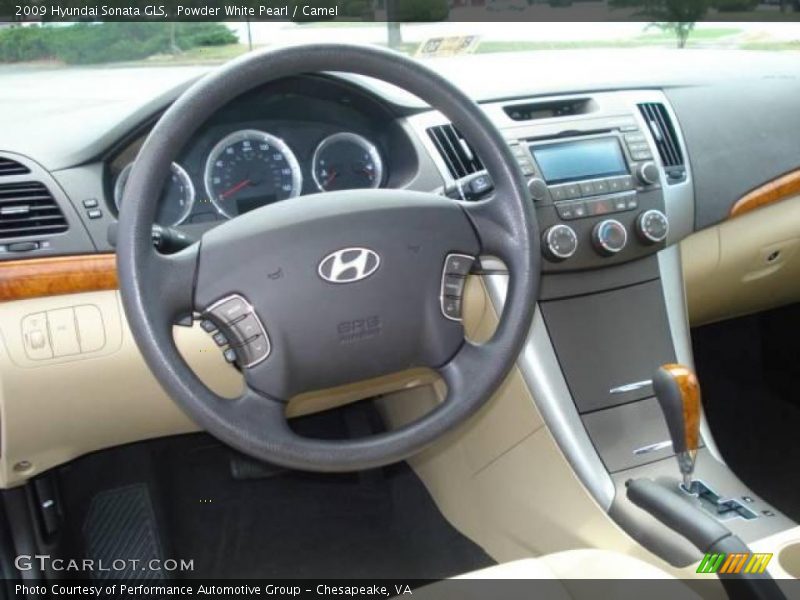 Powder White Pearl / Camel 2009 Hyundai Sonata GLS