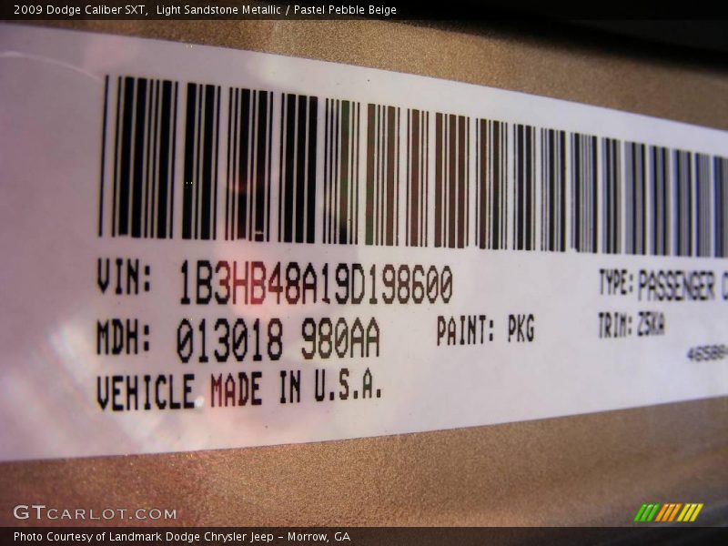 Light Sandstone Metallic / Pastel Pebble Beige 2009 Dodge Caliber SXT