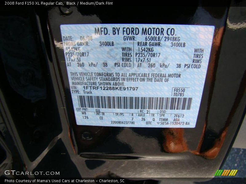 Black / Medium/Dark Flint 2008 Ford F150 XL Regular Cab