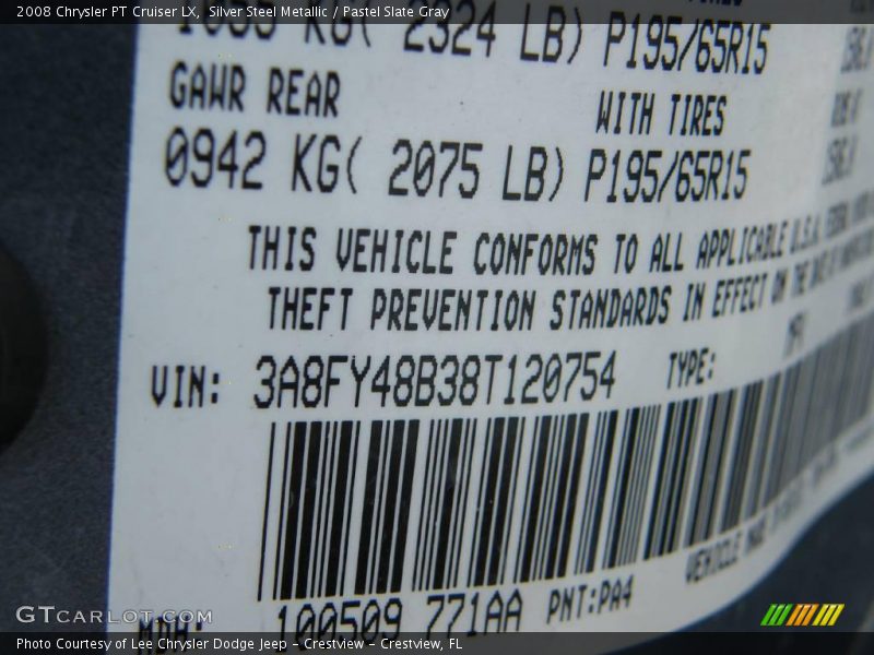 Silver Steel Metallic / Pastel Slate Gray 2008 Chrysler PT Cruiser LX