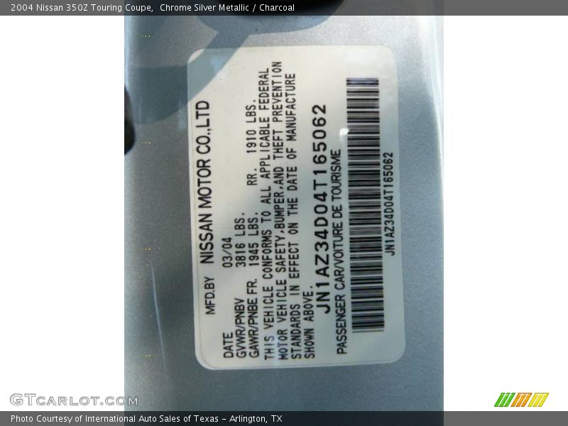 Chrome Silver Metallic / Charcoal 2004 Nissan 350Z Touring Coupe