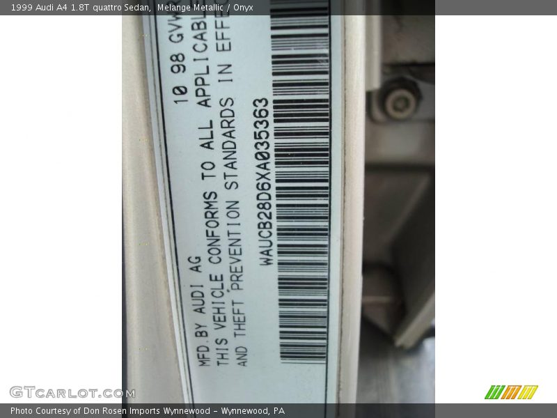 Melange Metallic / Onyx 1999 Audi A4 1.8T quattro Sedan