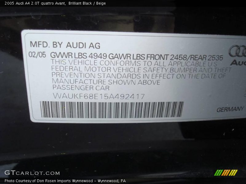 Brilliant Black / Beige 2005 Audi A4 2.0T quattro Avant