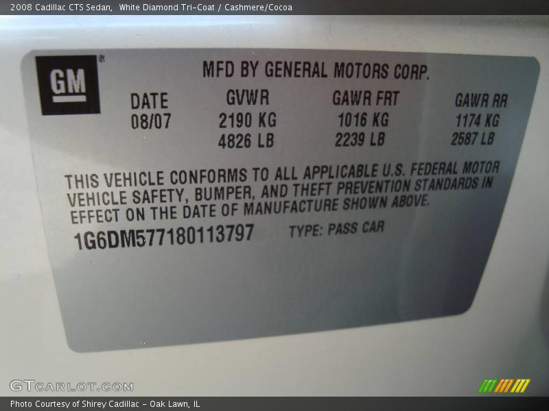 White Diamond Tri-Coat / Cashmere/Cocoa 2008 Cadillac CTS Sedan