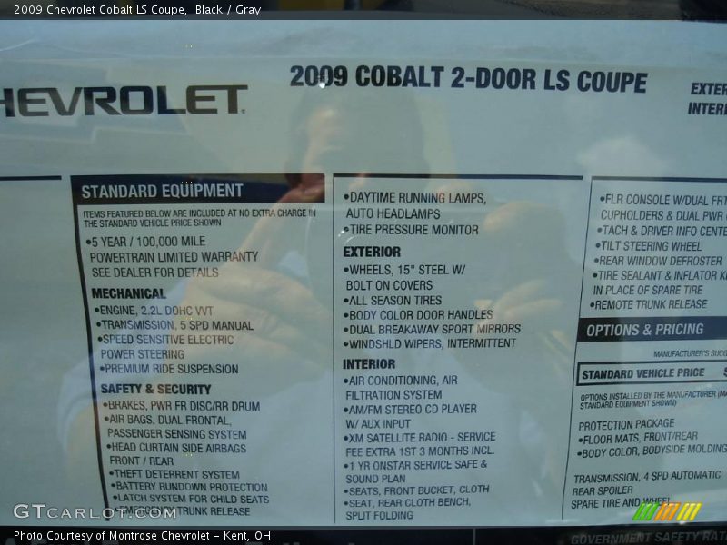 Black / Gray 2009 Chevrolet Cobalt LS Coupe