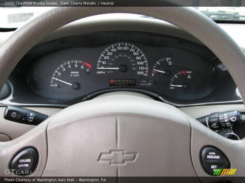 Dark Cherry Metallic / Neutral 2000 Chevrolet Malibu Sedan
