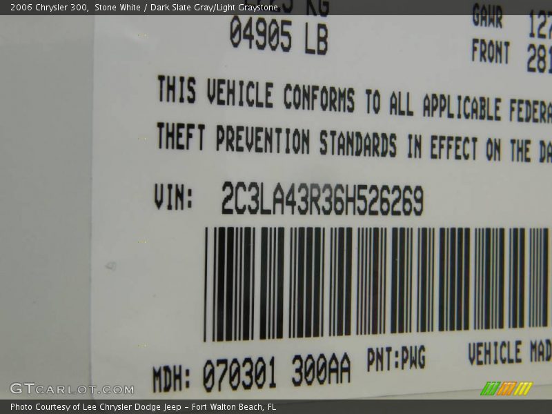 Stone White / Dark Slate Gray/Light Graystone 2006 Chrysler 300