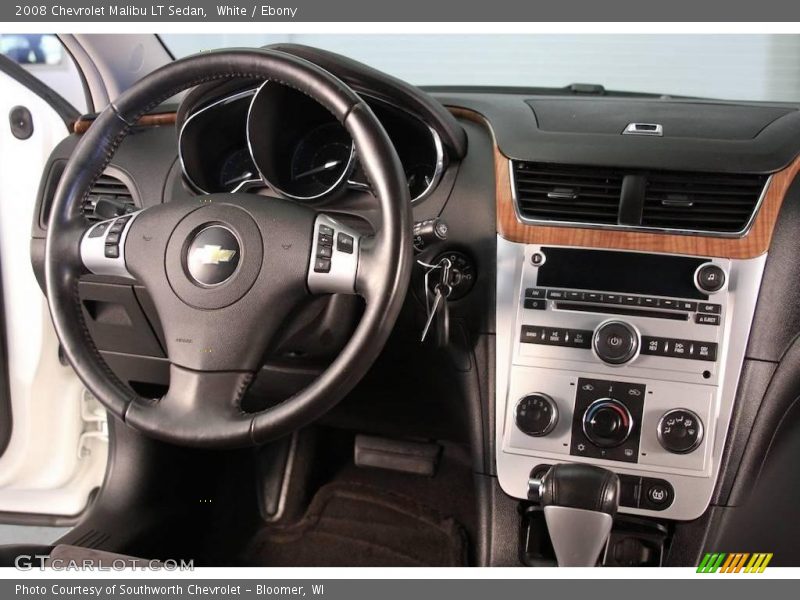 White / Ebony 2008 Chevrolet Malibu LT Sedan