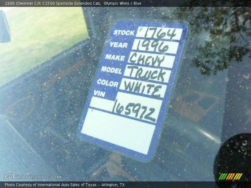 Olympic White / Blue 1996 Chevrolet C/K C1500 Sportside Extended Cab