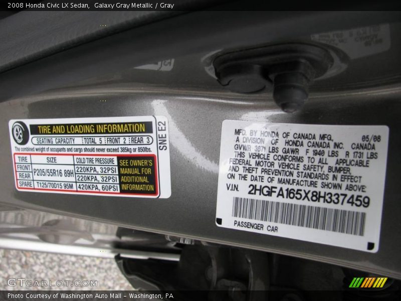 Galaxy Gray Metallic / Gray 2008 Honda Civic LX Sedan
