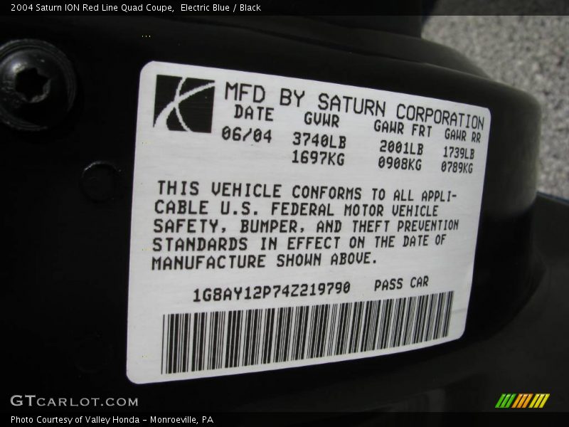 Electric Blue / Black 2004 Saturn ION Red Line Quad Coupe