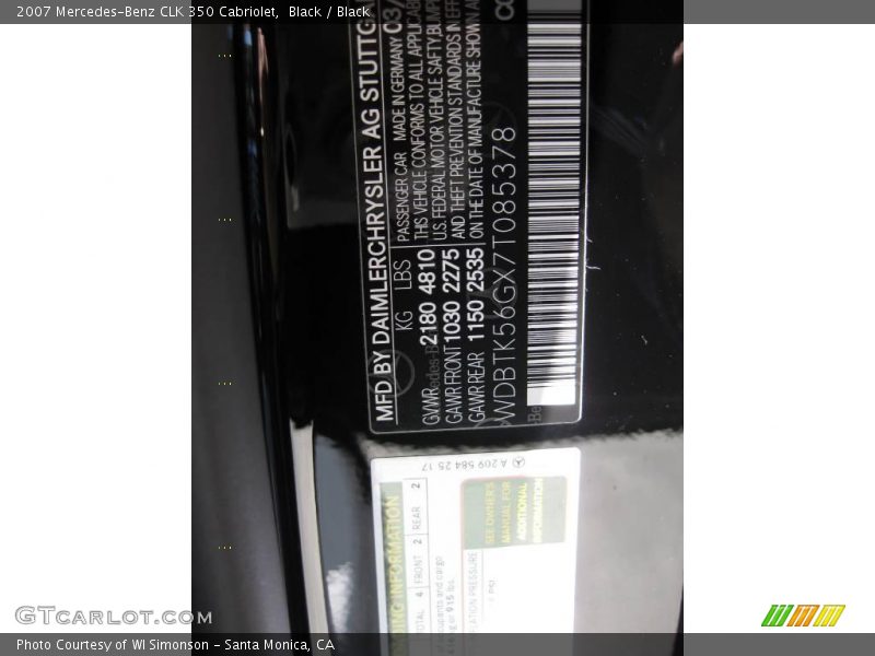 Black / Black 2007 Mercedes-Benz CLK 350 Cabriolet